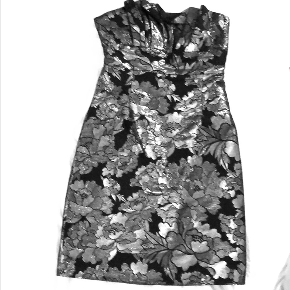 Vivienne Tam strapless silver/black cocktail dress